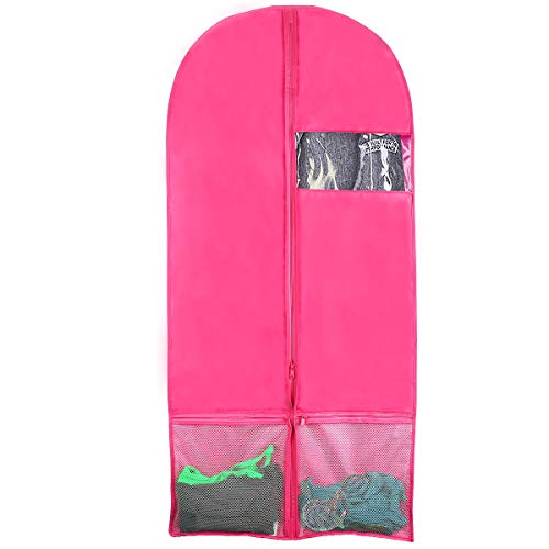 Kernorv Garment Bags for Dance Costumes, Set of 5 Breathable Dust-Proof Garment Bags 51" Dance Garment Bags with Pockets for Dance Costumes, Dress, Jacket, Storage or Travel (Pink) - Thumbnail 4