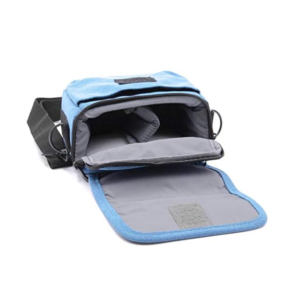 vhbw Kamera-Tasche kompatibel mit Panasonic Lumix DC-TZ91, DMC-FZ1000, DMC-FZ2000, DMC-FZ300 Canvas blau, grau – Bild 4