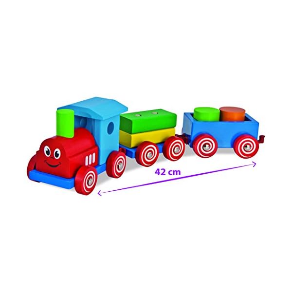 Eichhorn 100022307 - Bunter Spielzug mit 2 Waggons und Ladegut, 42cm, 7-tlg. FSC 100% Zertifiziertes Buchenholz, Made in… – Bild 5