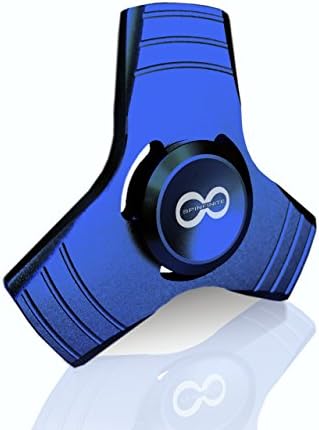 Blue Fidget Hand Spinner toy, Metal Aluminum Alloy Tri Spinner with stainless Steel Bearings which helps to increase focus, relieves stress, anxiety, and boredom. Fidget Spinner + Metal Carrying Case