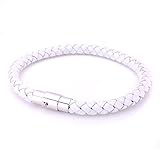 JewelrieShop Braid Leather Bracelet Wristband, Stainless Steel Magnetic Lock Clasps, Cuff Bangle, Leather Cord