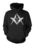 Freemason Logo - Square & Compass Symbol Men's Hoodie Sweatshirt (2XL, BLACK)