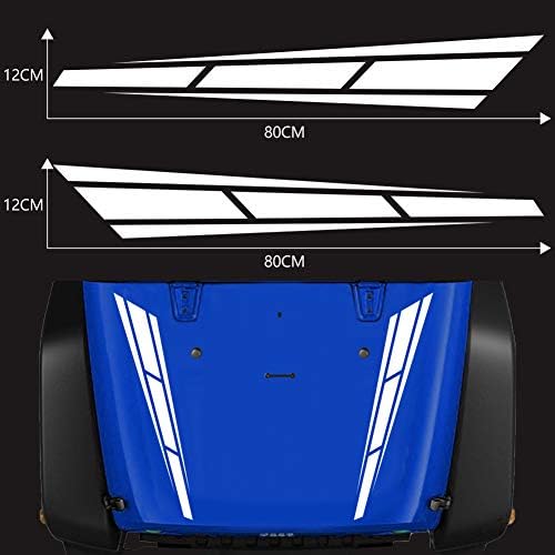 KINJOHI Car stickers Racing Stripes Vinyl Truck Hood Decal Front sticker 4.5 '' x 31.5 '' (White)