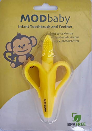 MODbaby Banana Teether, Silicone baby Teether, Infant Toothbrush, BPA Free