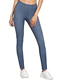SweatyRocks Women's Blue Denim Looking High Waist Yoga Workout Leggings Tights