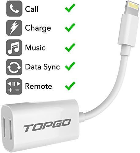 iPhone 7 Splitter &amp; Lightning Splitter iPhone 7 Adapter Dual Lightning Adapter Headphone Jack Audio and Charge Cable Adapter for iPhone 7 / 7 Plus (Suport iOS 10.3 and later) - TOPGO