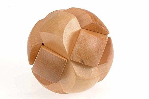 CHH 6101 3 Inch Wooden Soccer Ball Brain Teaser 3D Puzzle, Light Beige