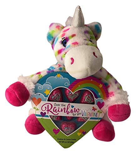 Over the Rainbow for You Unicorn Plush Stuffed Animal Valentine’s Chocolate Heart Candy Gift Set
