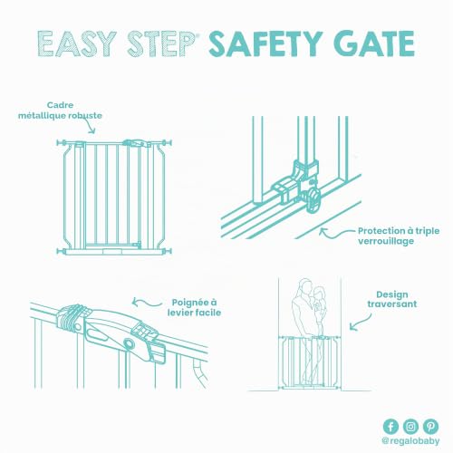 Regalo Easy Step Gate - White - Fits Gaps Between 29" and 39" Wide