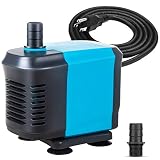 KEDSUM 320GPH Submersible Pump(1500L/H, 20W), Ultra Quiet Water Pump with 4ft High Lift, Aquarium Pump with 6.5ft Power Cord, 2 Nozzles for Fish Tank, Pond, Aquarium, Statuary, Hydroponics