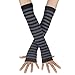 ECOSCO Punk Gothic Horizontal stripes Hand Arm Warmer Finger Gloves (Black/Gray)