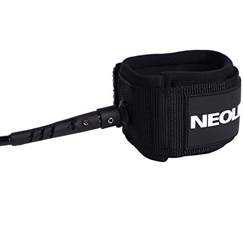 Neolife Coiled Premium Surfboard Leash,Stand Up Paddle Board Leash Ankle Strap Leg Rope with Double Stainless Steel Swivels for Longboard Snowboard Sup Leashesï¼ˆ9Ft Black