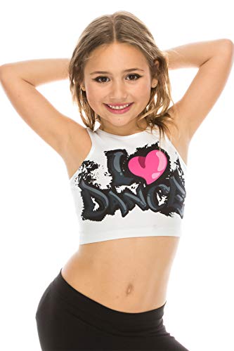 Kurve Kids Sublimation Crop Top (One Size Fits Most, Age 4 to 7) -Made in USA- (I Love Dance Graffiti, One Size Fits Most (Age 4-7)) - Thumbnail 4