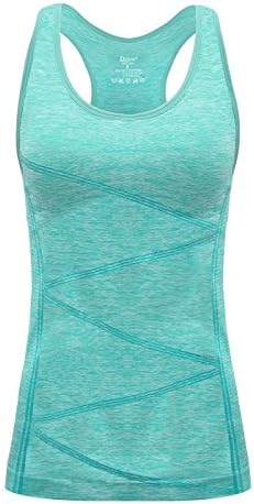 DISBEST Yoga Tank Tops for Women, Stretchy Sleeveless Shirt Workout Running Tops with Removable Bra Pads