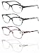 MODFANS Women Reading Glasses 1.5 4 Pair Stylish Ladies Readers with Comfort Spring Hinge Pattern Design Pouch Included