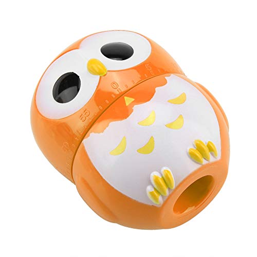 Rosvola Mechanical Timer, Cute Owl Shape Manual Cooking Counters Clock for Kitchen(Orange)