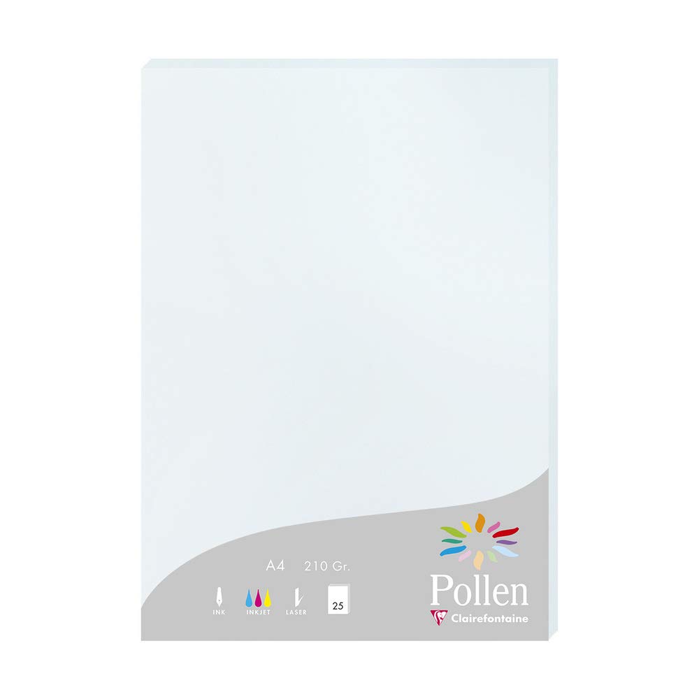 Clairefontaine 24201C Wallet of 25 Sheets Format A4 (21x29,7cm) 210gsm Blue Colour Invitations Paper Events Correspondence Pollen Range Premium Paper Smooth