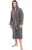 Del Rossa Men's Turkish Terry Cloth Robe, Thick Hooded Bathrobe, Large XL Steel Grey (A0105STLXL)