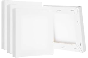 PATIKIL Stretched Canvas, 6 Pcs 6" x 6" Square Canvas for Painting Blank Primed Canvas Cotton Canvas Panels for Acrylics Oil 