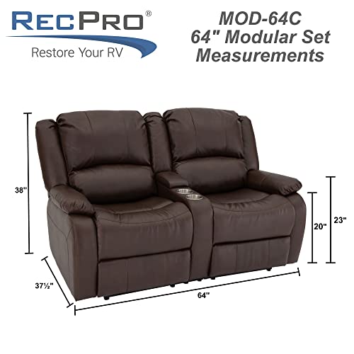 RecPro Charles Collection 64" Double Recliner RV Sofa RV Zero Wall Loveseat Wall Hugger