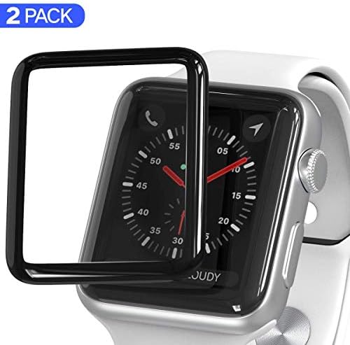 Screen Protector Compatible with 3D Apple Watch 40mm Curved Tempered Glass Screen Protector with Max Coverage Anti-Scratch Anti-Bubble HD Clear Ballistic LCD Cover Premium Guard 2-Pack