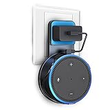 Wall Mount Stand For Echo Dot 2nd Generation, V-Techology Hanger Holder With Charging Cable For Dot, A Space-Saving Solution for Your Smart Home Speakers without Messy Wires or Screws (Black)