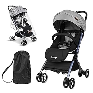 besrey Travel Stroller, Lightweight Baby Stroller with Reclining Seatback, Foldable Compact Stroller for Airplane…