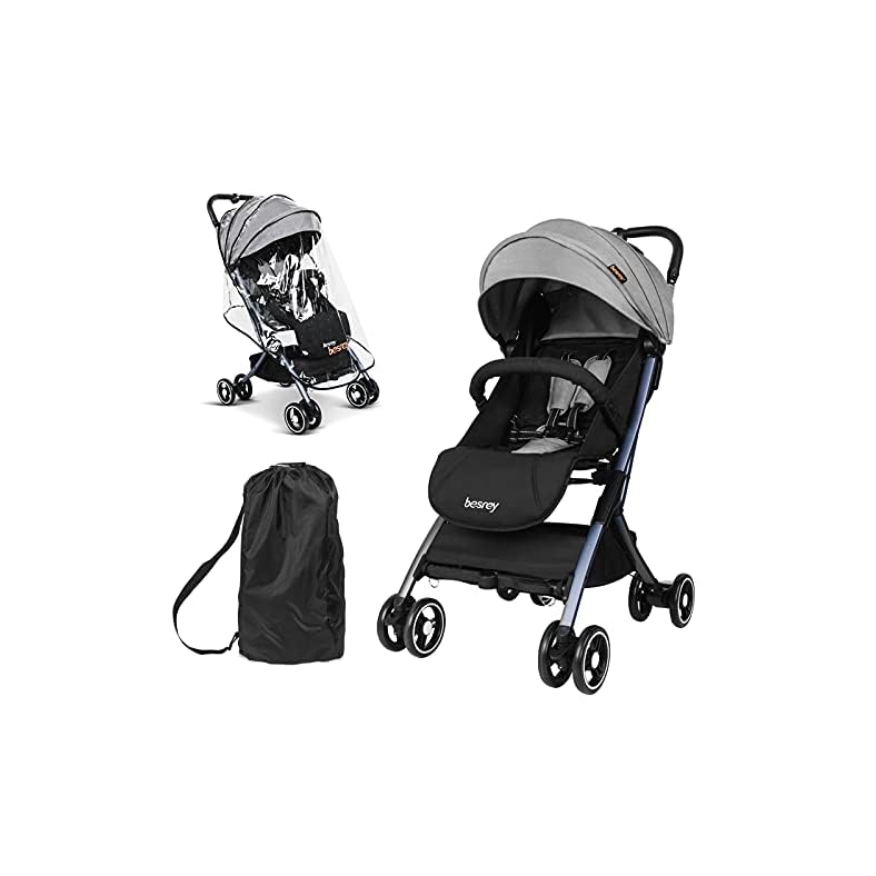 besrey Travel Stroller, Lightweight Baby Stroller with Reclining Seatback, Foldable Compact Stroller for Airplane…