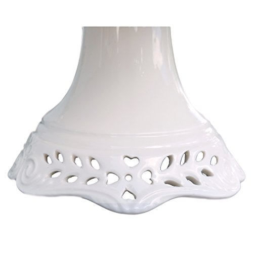 Gracie China 8-Inch Diameter Victorian Rose Fine Porcelain Round Pedestal Cake Stand Off White - Thumbnail 3