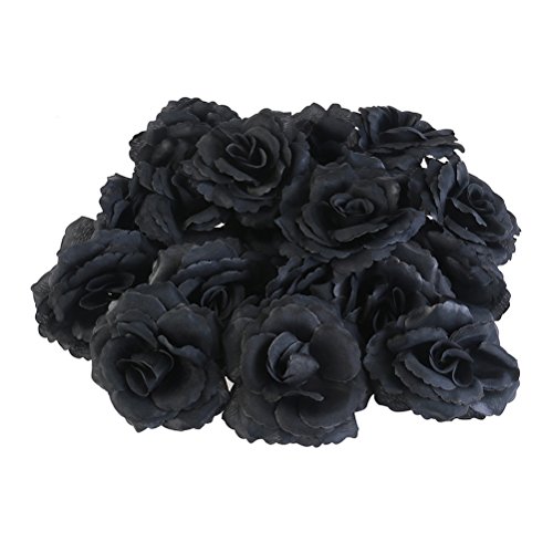 WINOMO 20pcs Silk Rose Flower Heads for Party Home Decoration (Black)