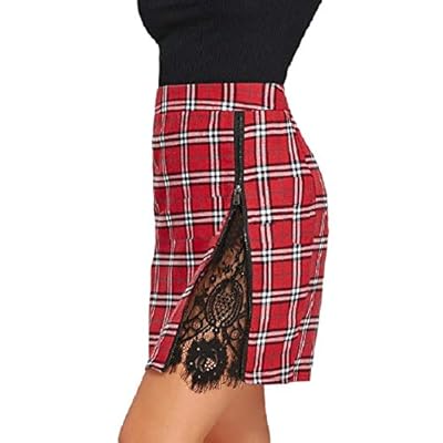 Tootless-Women Vogue Split Plaid Stretch Zipper Closure Bodycon Skirt