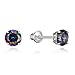 925 Sterling Silver Rhodium Plated Rainbow Cubic Zirconia 5mm Stud Screwback Baby Girls Earrings