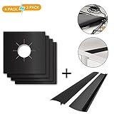 Keliiyo Stove Burner Covers Stove Counter Gap Cover - FDA Approved Burner Protectors & Stove Gap Filler Cover | Seals Spill Guard for Stove, Counter, Washer, Dryer, Heat Resistant & Easy Clean(Black)