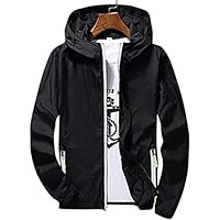 DSstyles Men/Women Waterproof Windbreaker Jacket Hoodie Casual Sports Outwear Coat Black XXL