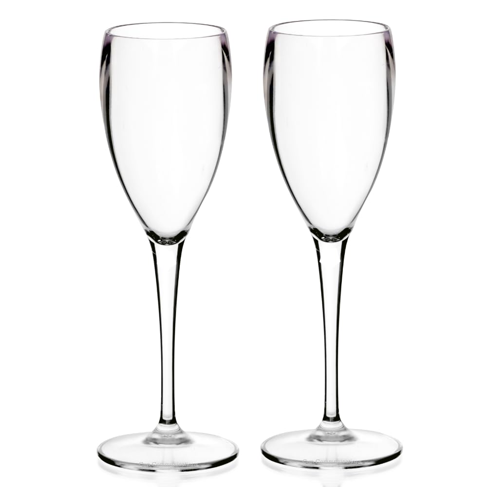 AIOS Pair of Champagne Flutes Made from Unbreakable Polycarbonate 180ml/ 6oz. (Pack of 2)
