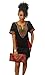 Women Sexy African Print V-neck Dashiki Bodycon Stretch Club Dress Black Large