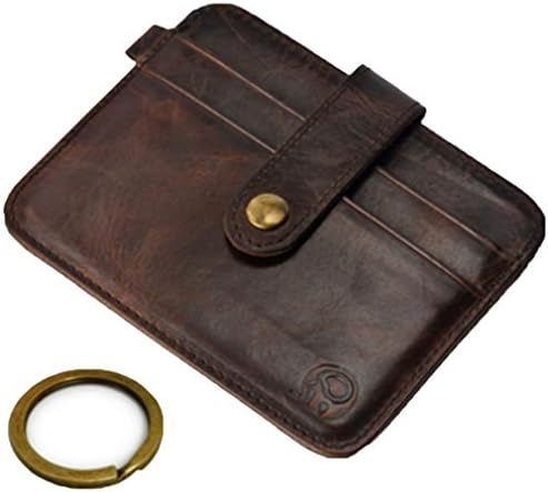 Edmen Genuine Leather Slim Credit Card Case Card Holder Wallet (Coffee)