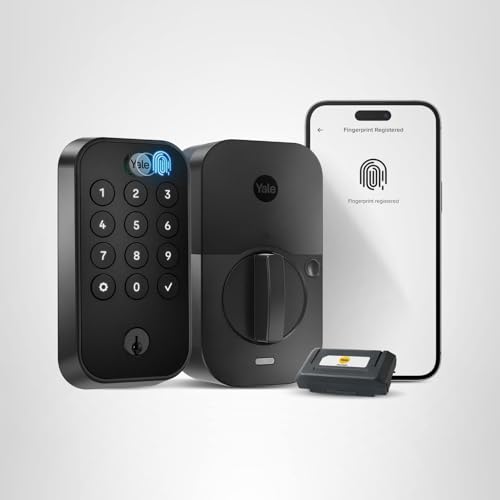 Yale Security Assure Lock 2 Touch Deadbolt, Black Suede Keyed Smart Entry Door Lock with Wi-Fi Connected Keypad and Fingerprint Scanner for Code Entry and Remote Access, YRD410-F-WF1-BSP