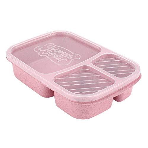 Bento Lunch Boxï¼ŒFood Storage Containers with Airtight Lids, 3 Compartment Plastic Divided Food Storage Container Boxes for Kids & Adults
