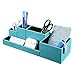Vlando VPACK Desk Organizer - Office Leatherette 5-Compartment Pen Card Gadget Holder Desktop Stationery Storage Box (Peacock Blue)