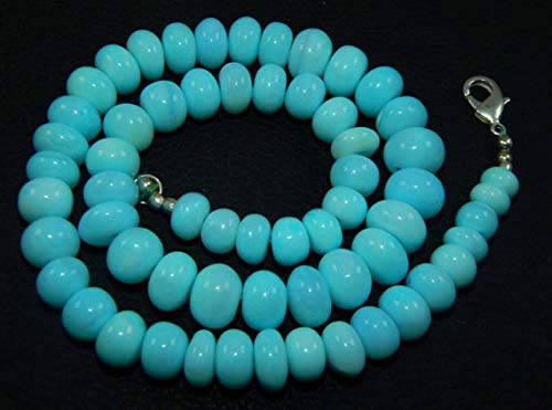 Gems World Beautiful Jewelry 19.5" 7-12mm Natural Blue Peruvian Blue Opal rondelle Beads, AAA Quality Necklace Code-COM-2788