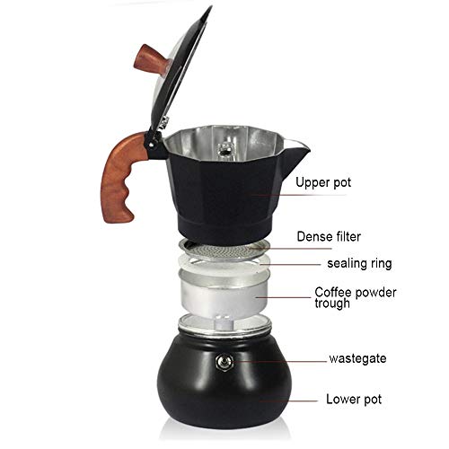 Zjcpow Espressokocher Moka Pot Stovetop Espressomaschine Home Use Mokka Kaffeekanne Klassische Aluminium… – Bild 4