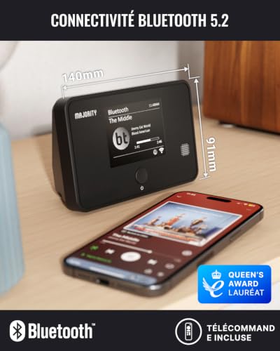 WiFi Internet Radio Tuner, Dab Plus FM Radio Adapter, Bluetooth 5.2 | MAJORITY Robinson | Spotify Connect | Dab Tuner for HiFi System | Color Screen, Remote Control | Active Speaker Required
