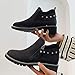Women’s Motorcycle Ankle Boots | Ladies Fashion Rivets Stacked Low Heel Booties | Vegan Suede Square Toe Boot with Side Zipthumb 4