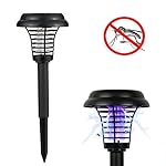 Portable Solar Mosquito Killer Lamp,Outdoor 2 in 1 Mosquito Repeller UV Light , LED Yard Garden Lawn Light, Larger Bug Zapper Light Whole Night Protect (Round)