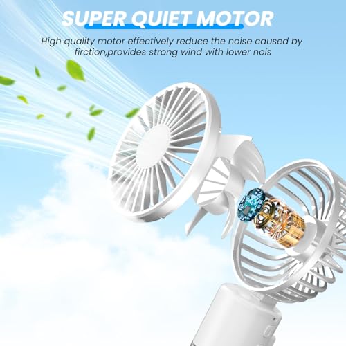 TERRIFI Mini Handheld Fan with Water Mist Spray - USB Rechargeable Portable Fan with 4 Speeds, Folding Design, and 55ml Water Bottle - Powerful Travel Desk Fan for Holiday, White
