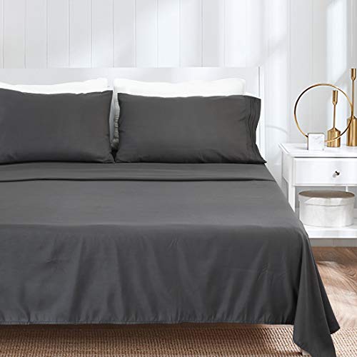 COHOME Queen Bed Sheets Set 4 Piece, Microfiber 1800 Thread Count Luxury Egyptian Sheets-Stain Wrinkle Fade Resistant, Hypoallergenic 16 inch Deep Pocket Bedding Set (Dark Grey)