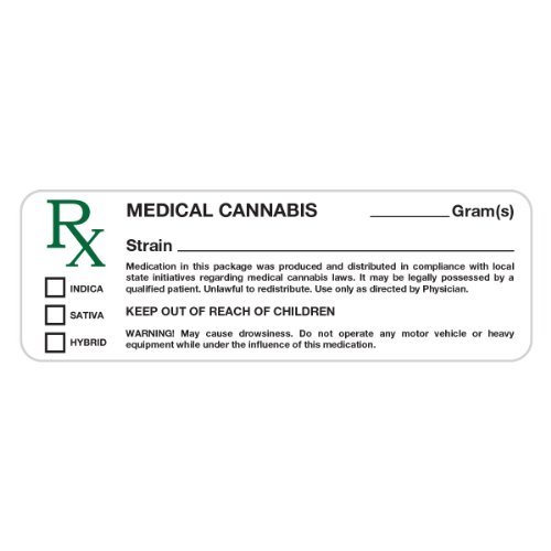 1 X Rx Generic State Compliant Labels (100 Labels!) for Identifying Marijuana, Pot, and Weed Container