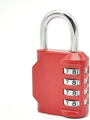 Combination Lock with 4 Digit Padlock Made from Zinc Alloy Suitable for School and Gym Locker,Toolbox,Fence,Cabinet,Storage (red)