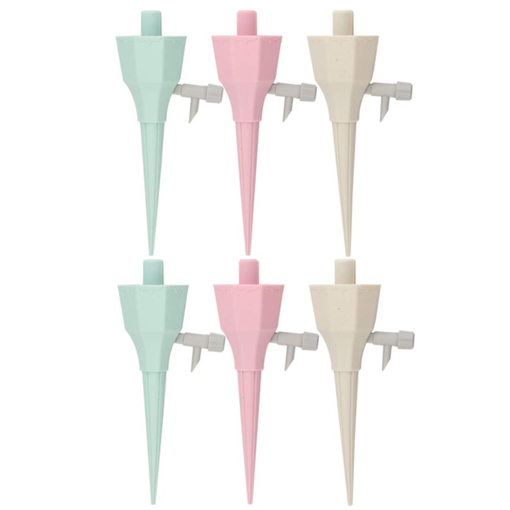 IKAAR 6 Pcs Plant Waterer Self Watering Spike Auto Drip Irrigation Slow Release Vacation Plants Watering System, Automatic Watering Devices with Control Valve Switch for Outdoor Indoor Plants